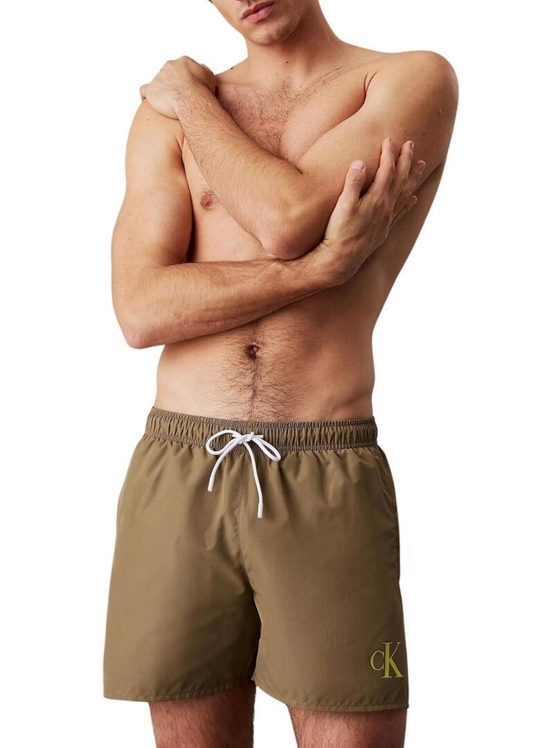 Costume da bagno Calvin Klein Monogram verde per uomo