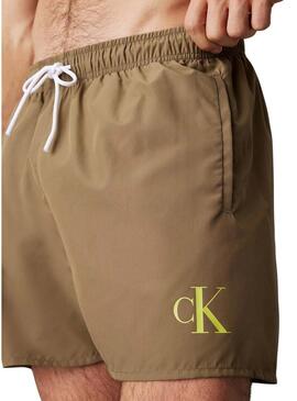 Costume da bagno Calvin Klein Monogram verde per uomo