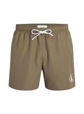 Costume da bagno Calvin Klein Monogram verde per uomo