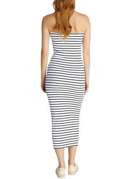 Abito Calvin Klein Rib a righe stampate midi per donna