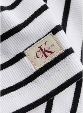 Abito Calvin Klein Rib a righe stampate midi per donna