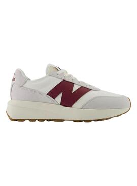 Sneakers New Balance U370 bianche e granate per donna e uomo.