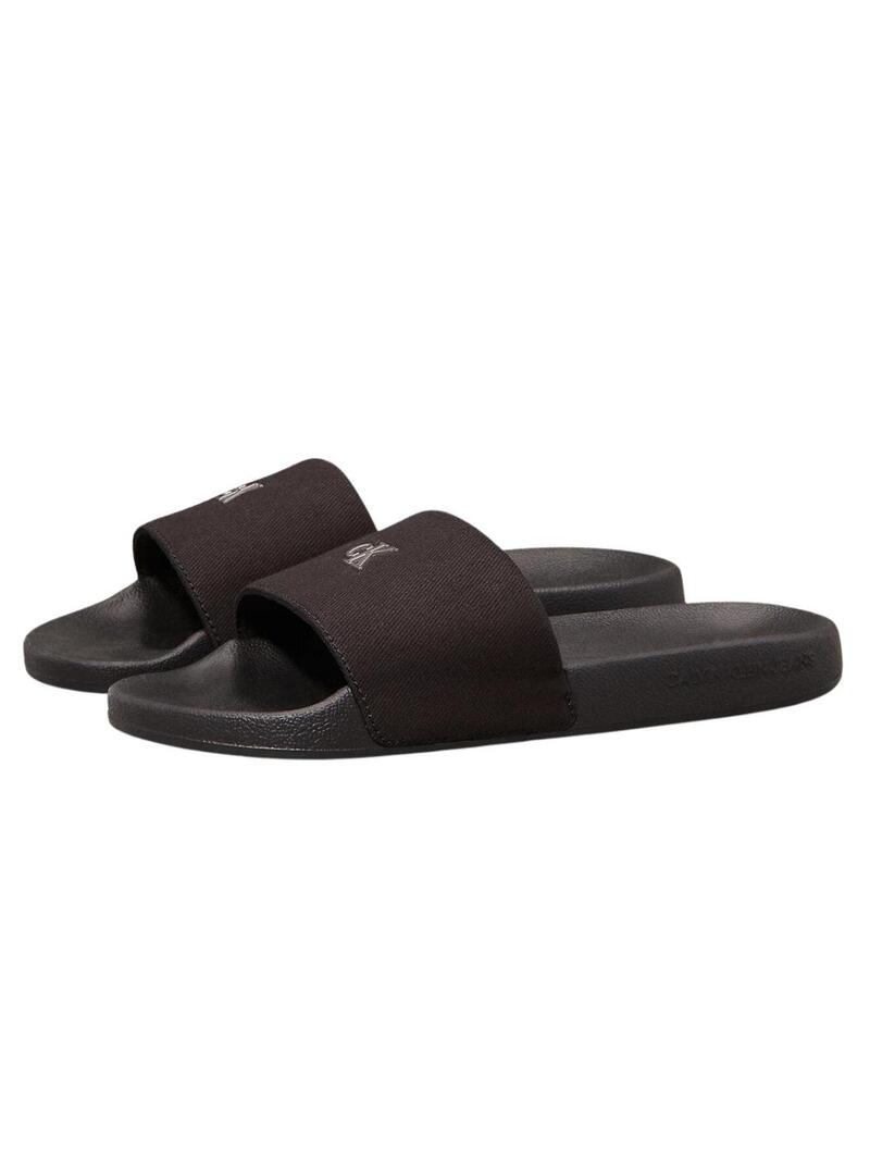 Ciabatte Calvin Klein monogramma nere da donna.