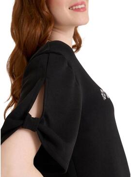 Maglietta Naf Naf Logo Print nera da donna.