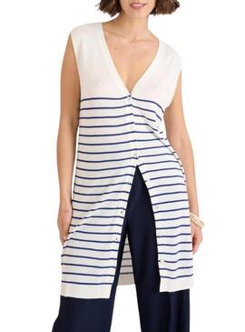 Gilet lungo Naf Naf a righe da marinaio per donna