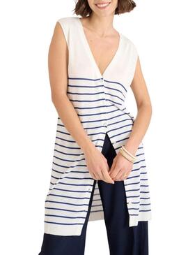 Gilet lungo Naf Naf a righe da marinaio per donna