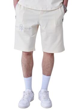 Bermuda Progetto X Paris banda con logo beige per uomo