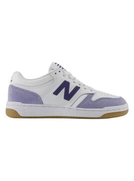 Sneakers New Balance 480 bianche e malva per donna.
