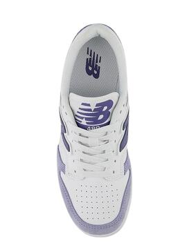 Sneakers New Balance 480 bianche e malva per donna.