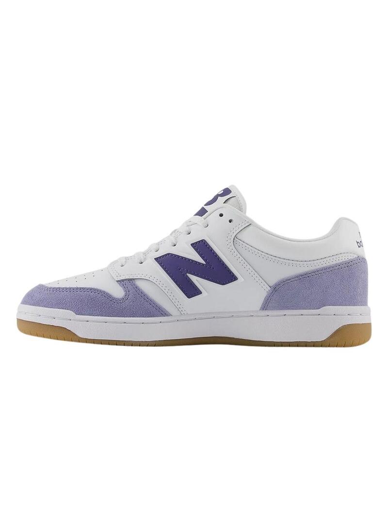 Sneakers New Balance BB480 bianche e malva per uomo.