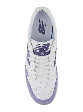 Sneakers New Balance BB480 bianche e malva per uomo.
