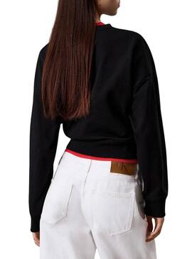 Felpa Calvin Klein monologo relaxed nera per donna