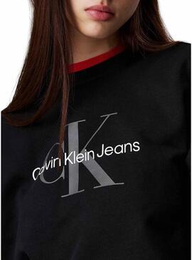 Felpa Calvin Klein monologo relaxed nera per donna