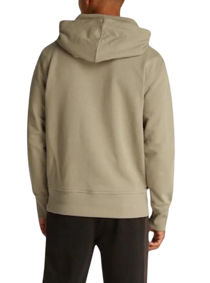 Felpa Calvin Klein con logo Serif tostato e cappuccio per uomo.