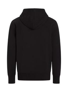 Felpa Calvin Klein con logo Serif nero e cappuccio per uomo.