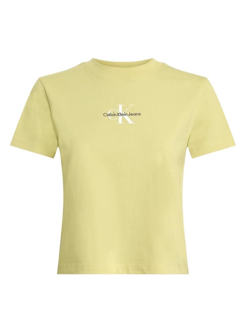 Maglietta Calvin Klein cropped monologo giallo per donna