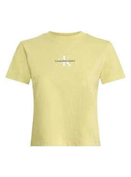 Maglietta Calvin Klein cropped monologo giallo per donna