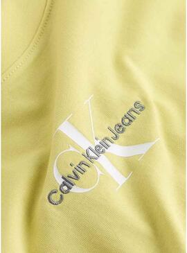 Maglietta Calvin Klein cropped monologo giallo per donna