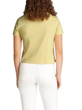 Maglietta Calvin Klein cropped monologo giallo per donna