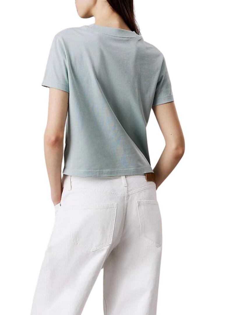 Maglietta Calvin Klein blu monologo cropped per donna