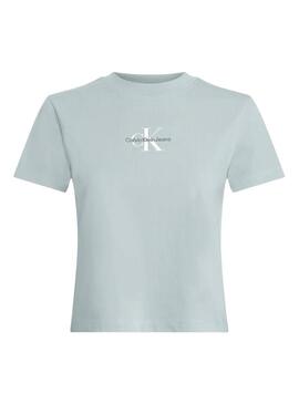 Maglietta Calvin Klein blu monologo cropped per donna