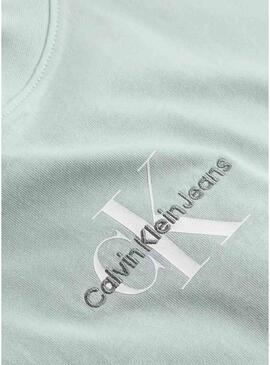 Maglietta Calvin Klein blu monologo cropped per donna