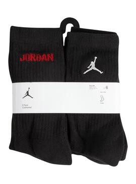  Confezione di calze Jordan sei paia nero per ragazza e ragazzo.