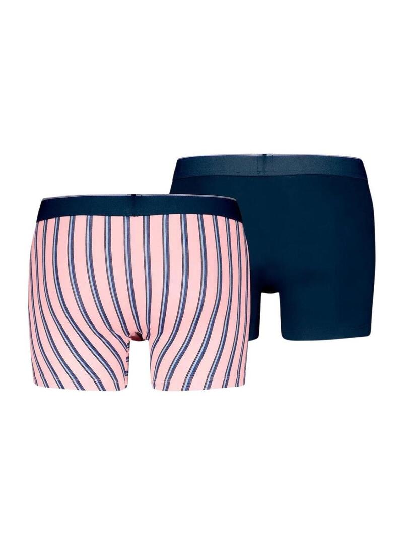  Pack di boxer Levis a righe verticali blu scuro e rosa per uomo