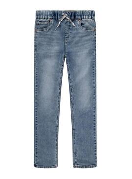 Pantaloni in denim Levi's slim taper con elastico blu per bambini.