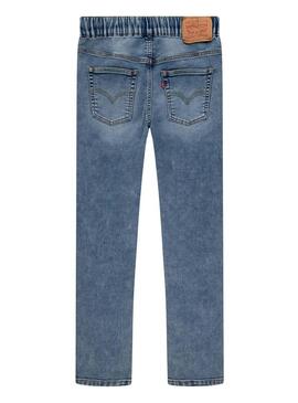 Pantaloni in denim Levi's slim taper con elastico blu per bambini.