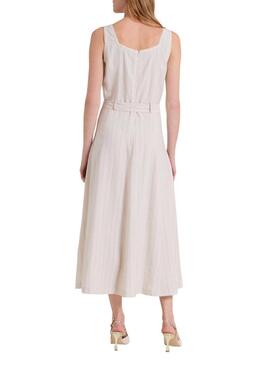 Vestito Naf Naf  a righe diplomatiche beige per donna