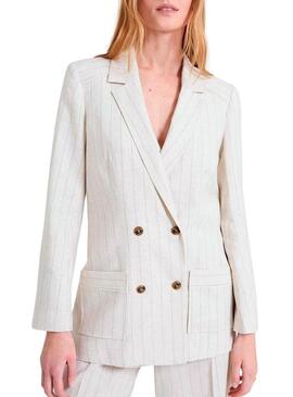 America Naf Naf beige diplomatic striped blazer for women