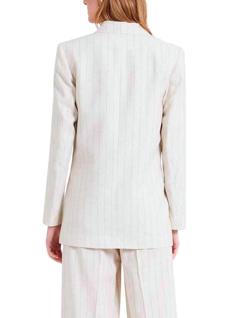 America Naf Naf beige diplomatic striped blazer for women