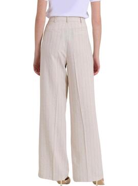 Pantaloni Naf Naf a righe diplomatiche beige per donna