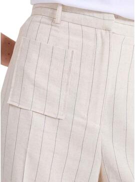 Pantaloni Naf Naf a righe diplomatiche beige per donna