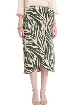Gonna Naf Naf stampa zebra verde per donna