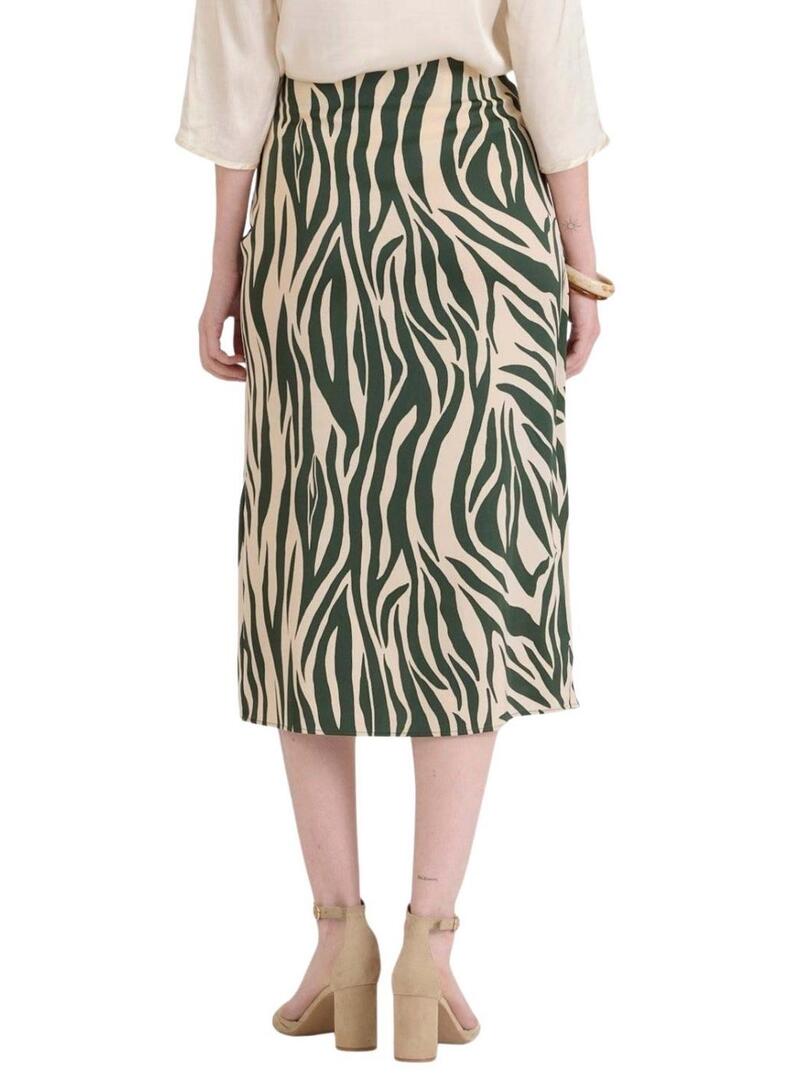 Gonna Naf Naf stampa zebra verde per donna