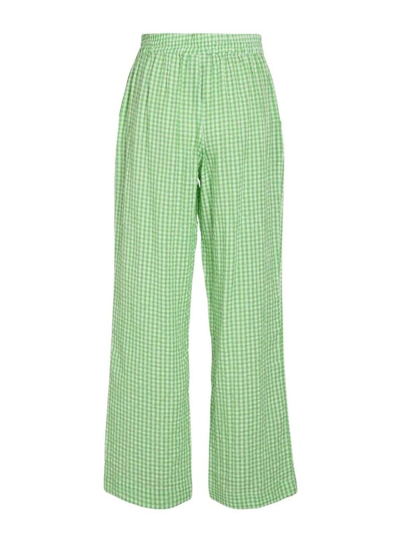 Pantaloni Vila Vialvaro a quadretti vichy verdi per donna