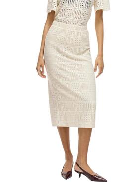 Gonna midi beige Vila Vinovira per donna.