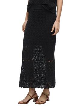 Gonna Vila Vidolise nera in crochet maxi per donna.