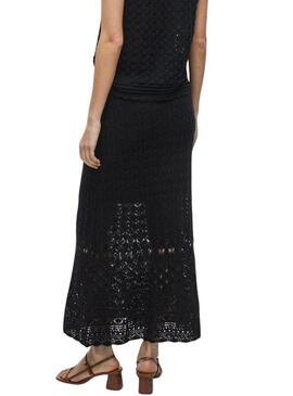 Gonna Vila Vidolise nera in crochet maxi per donna.