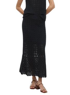 Gonna Vila Vidolise nera in crochet maxi per donna.