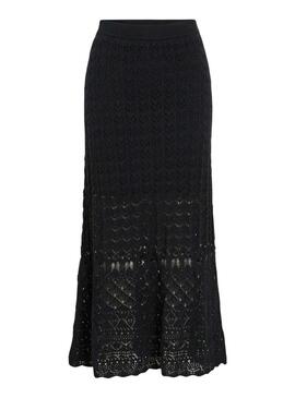 Gonna Vila Vidolise nera in crochet maxi per donna.