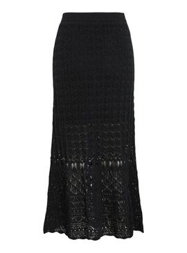 Gonna Vila Vidolise nera in crochet maxi per donna.