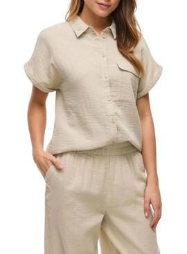 Camicia Vila Vilania a manica corta color tostato per donna