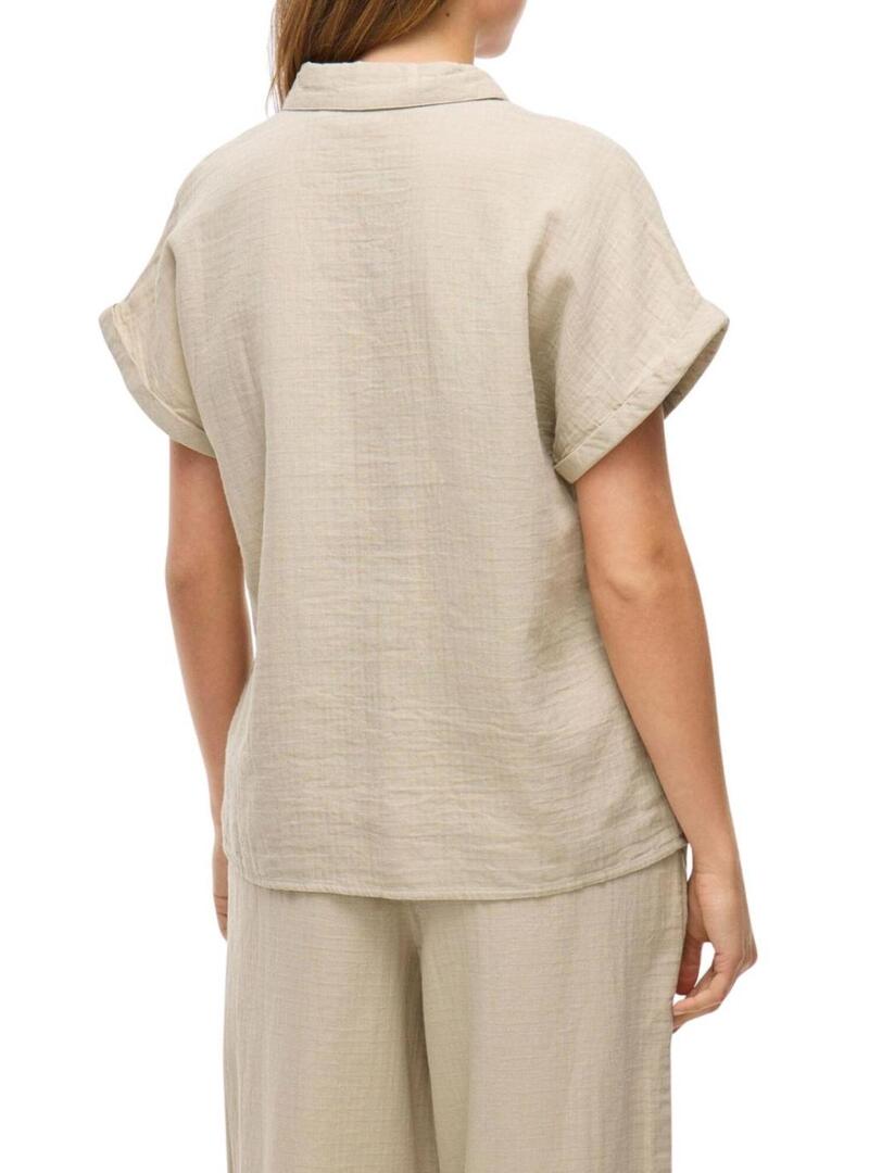 Camicia Vila Vilania a manica corta color tostato per donna