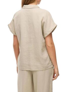 Camicia Vila Vilania a manica corta color tostato per donna