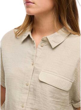 Camicia Vila Vilania a manica corta color tostato per donna
