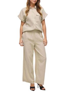 Camicia Vila Vilania a manica corta color tostato per donna