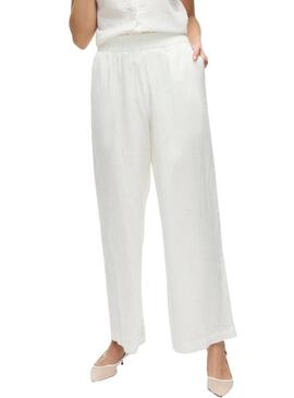 Pantaloni Vila Vilania larghi bianchi per donna.